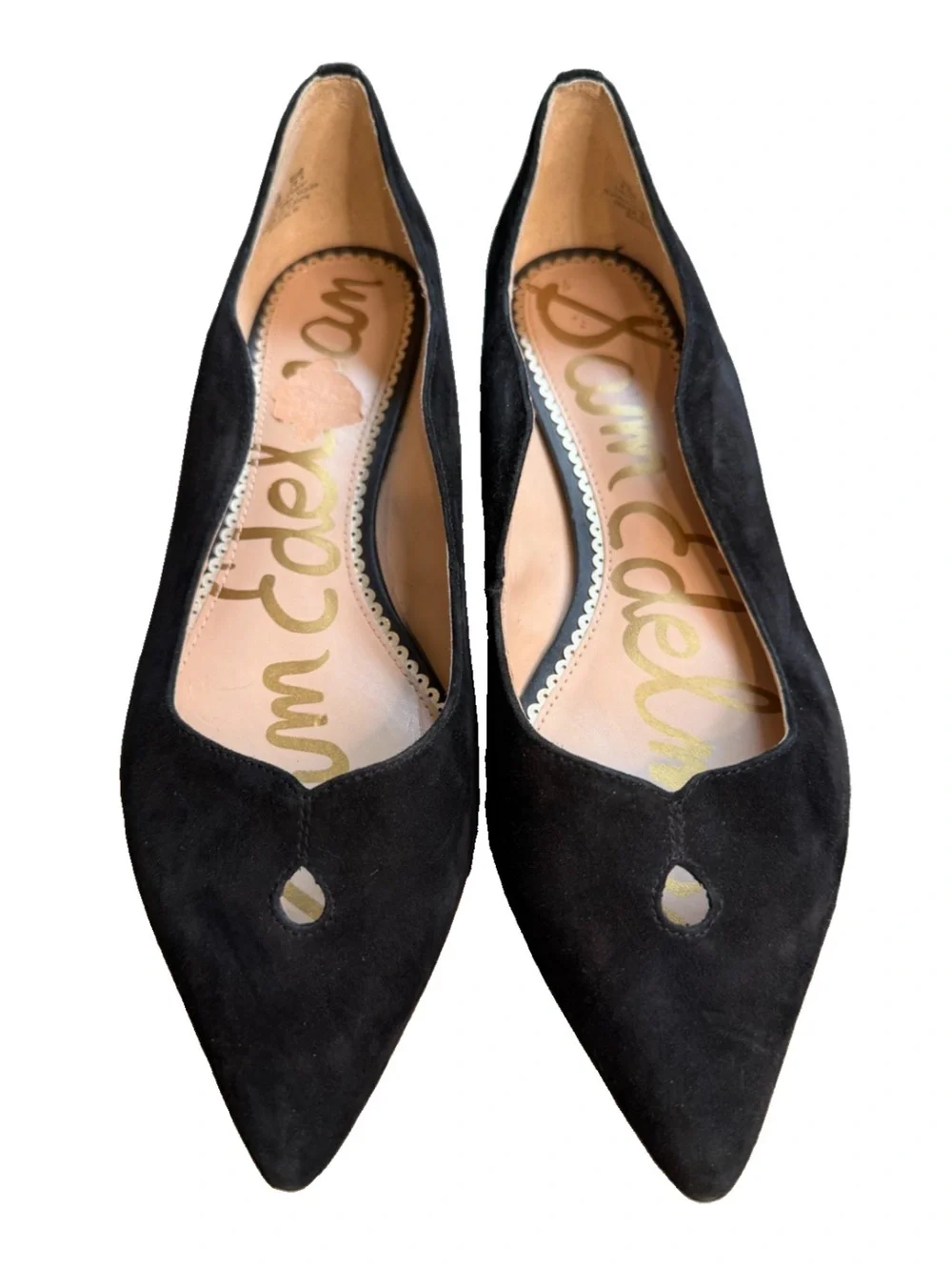 Sam Edelman Shoes Sz 8.5 Rosalie Casual Slip On Pointed Toe Flats Black Suede S6